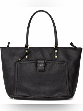 Tutilo New York Black Vegan Leather Laptop Tote Work Business Bag